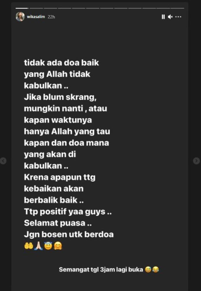 Unggahan Wika Salim di sosial media