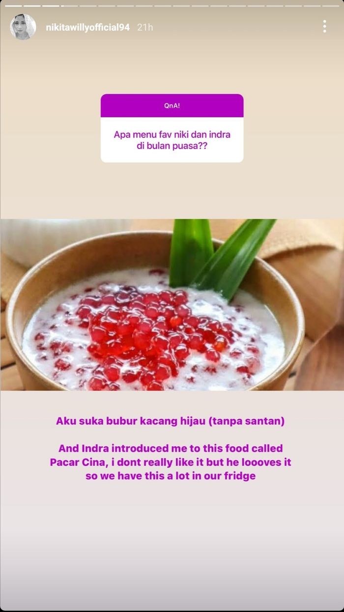 Tangkapan layar Instagram Story Nikita Willy.
