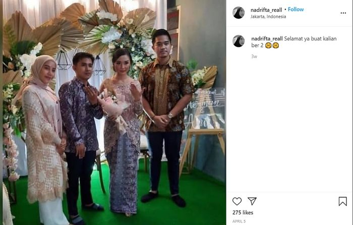 Kaesang Pangarep saat hadir di pertunangan temannya bersama Nadya Arifta.