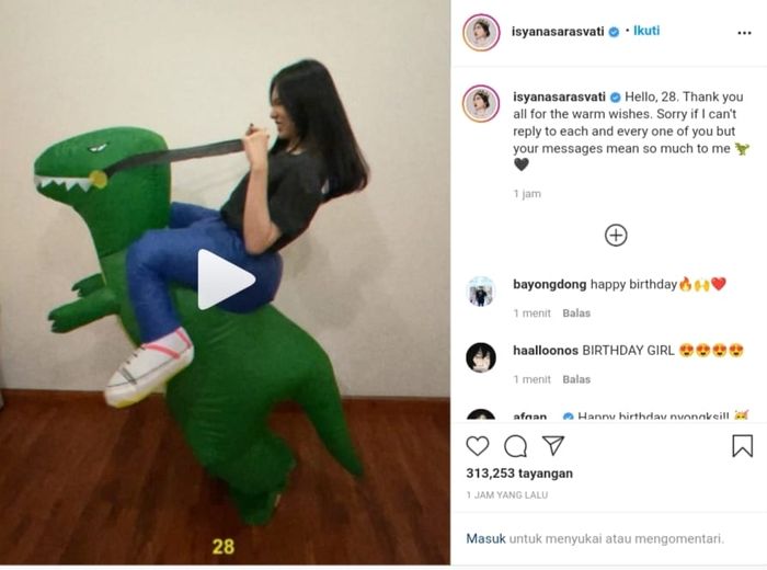 Isyana Sarasvati merayakan ulang tahunnya ke-28.