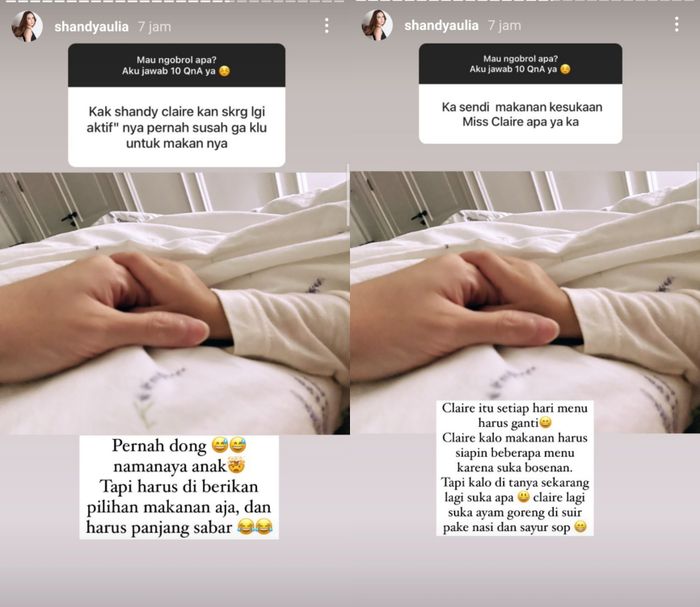 Unggahan Shandy Aulia saat menjelaskan tips mengatasi anak susah makan.