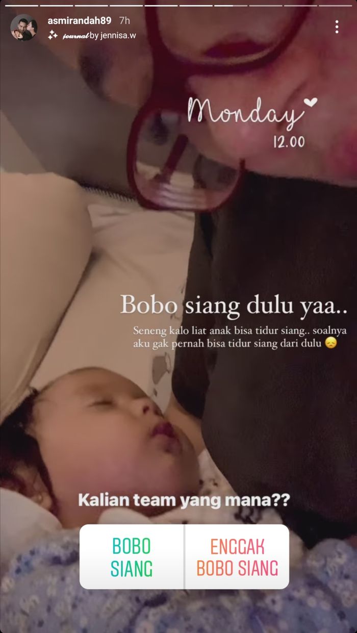 Tangkapan layar Instagram Story Asmirandah.