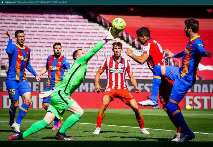 Barcelona bermain imbang 1-1 melawan Atletico Madrid pada jornada ke-35 Liga Spanyol 2020-2021.