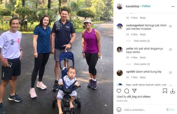 Potret Puput Nastiti Devi jalan pagi bersama Ahok dan Yosafat 