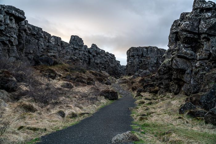 Pemandangan Almannagja di Thingvellir.