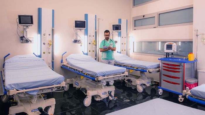 Salah satu ruangan untuk pasien di Klinik Ain Borja Casablanca, Maroko. Halima Cisse melahirkan sembilan bayi kembar di klinik bersalin ini.