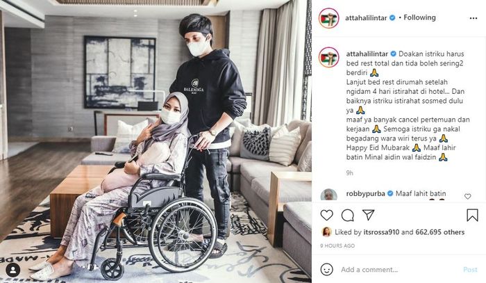 Postingan Atta Halilintar Kabarkan Aurel Hermansyah Jatuh Sakit dan Harus Bed Rest