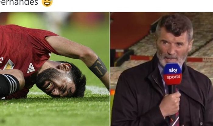 Legenda Manchester United, Roy Keane, sebal dengan aksi Bruno Fernandes saat melawan Liverpool karena terlalu banyak merengek. 