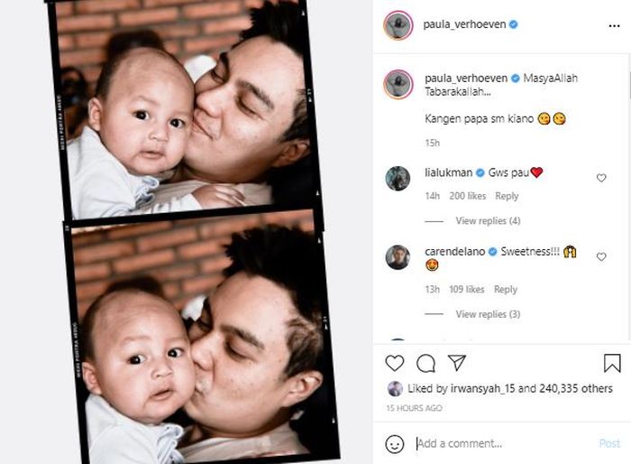 Paula dilanda rindu Baim Wong dan Kiano saat isolasi mandiri.  