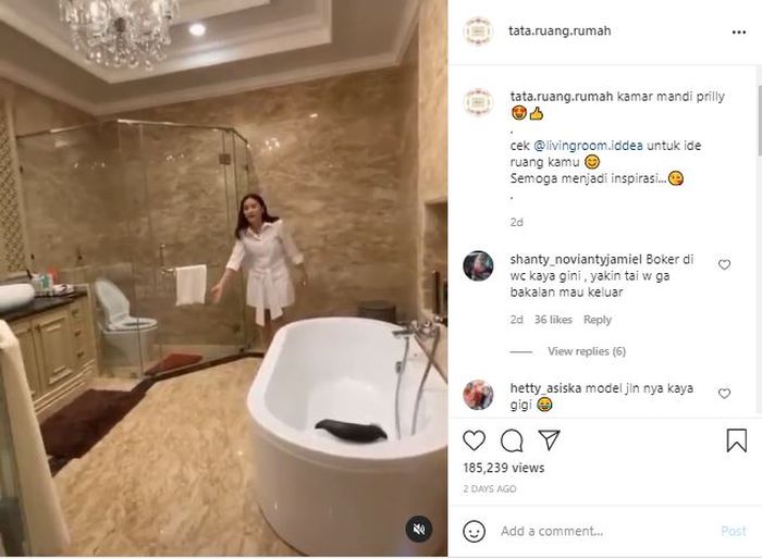 Kamar mandi di rumah artis Prilly Latuconsina