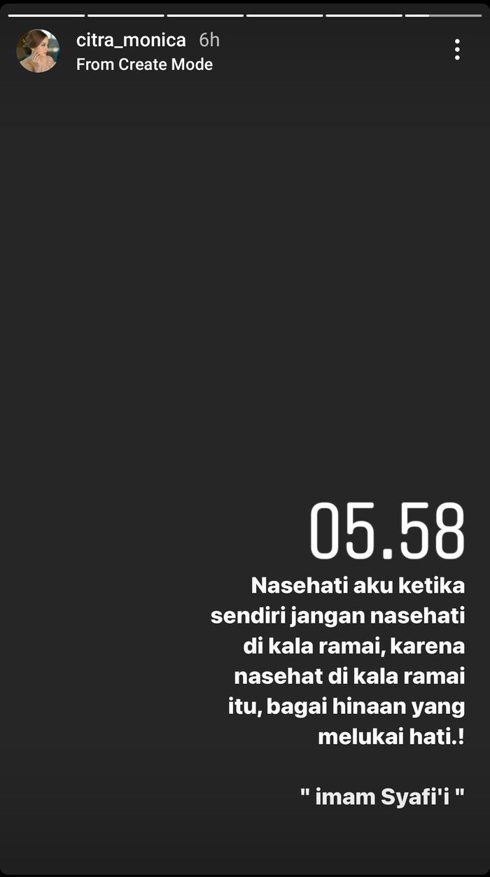 Citra Monica membagikan kata-kata bijak jelang pernikahannya dengan kekasih, Ifan Seventeen.