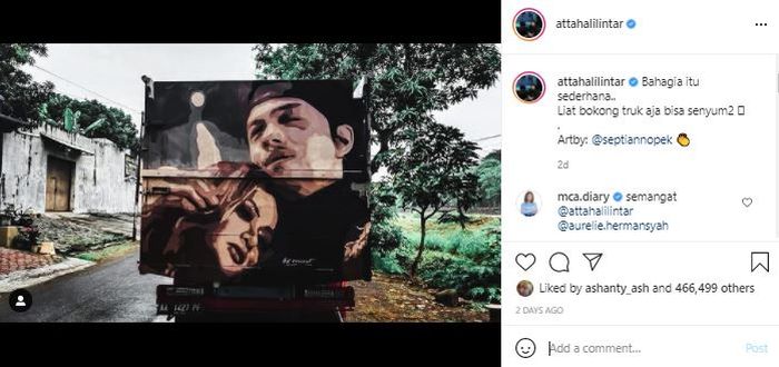 Bangkit dari kesedihan Aurel Hermansyah Keguguran, Atta Halilintar kembali semringah melihat foto dirinya dan istri berada di belakang truk