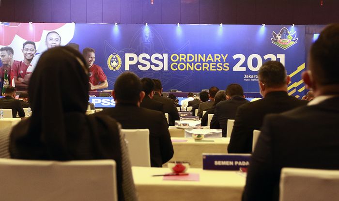 Kongres Tahunan PSSI di Hotel Raffles, Kuningan, Jakarta Selatan, Sabtu (29/5/2021)