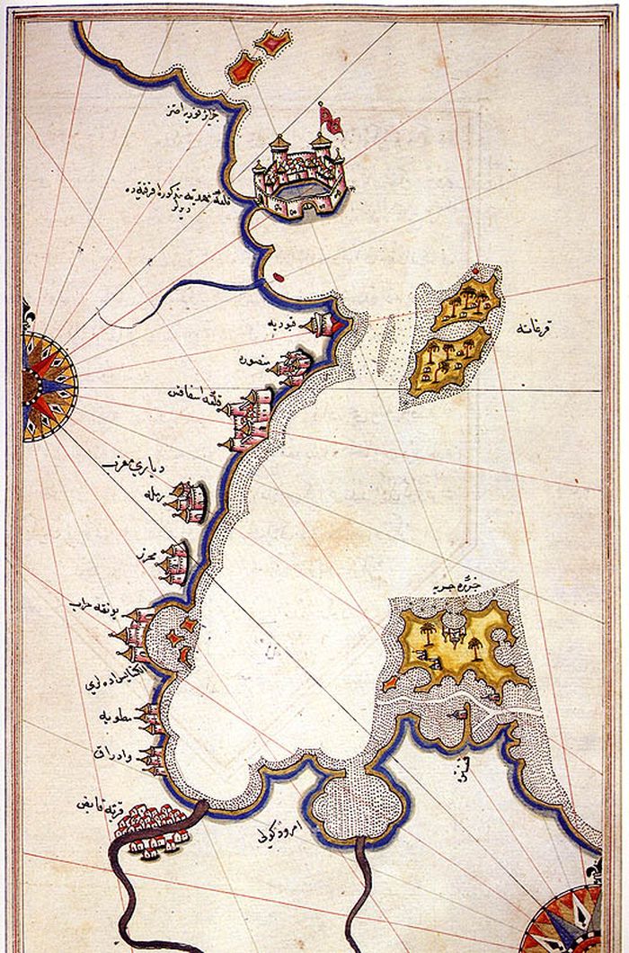 Teluk dan Pulau Djerba di Kitab-ı Bahriye (Buku Navigasi) Piri Reis, 1521.