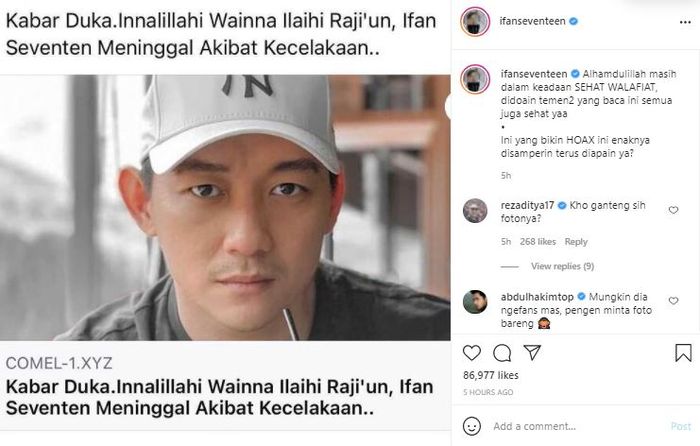 Ifan Seventeen mendadak dikabarkan meninggal dunia.