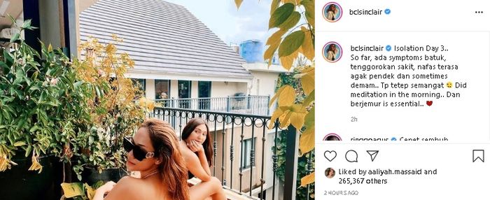 Unggahan Bunga Citra Lestari tentang gejala yang ia alami selama isolasi mandiri.