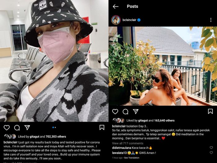 Unggahan Bunga Citra Lestari tentang kondisinya setelah dinyatakan positif Covid-19.