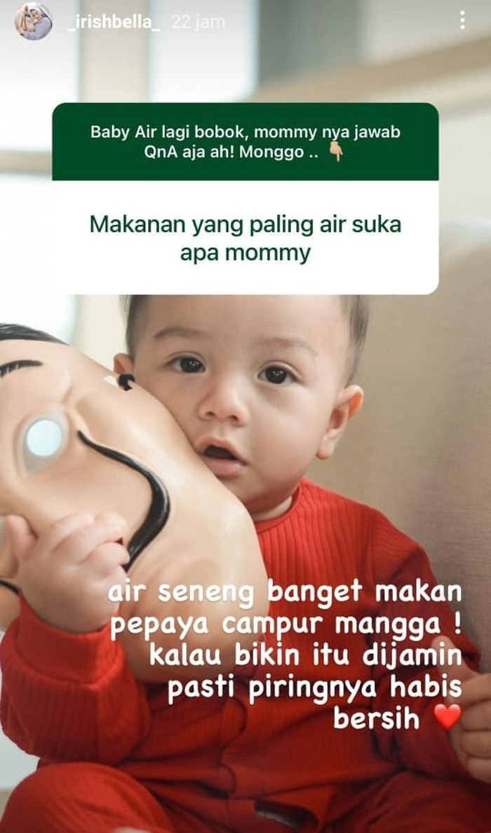 Unggahan Irish Bella saat menjelaskan buah favorit anaknya yang Grid.ID kutip, Rabu (16/6/2021).
