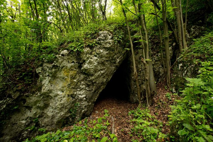 Mulut Gua Tunel Wielki di Polandia selatan. Di dalamnya terdapat temuan kerangka gadis yang dimakamkan bersama burung di mulutnya. Sekitar 1655 hingga 1657, daerah itu diduduki oleh tentara yang dipimpin oleh Raja Charles X Gustav dari Swedia. 