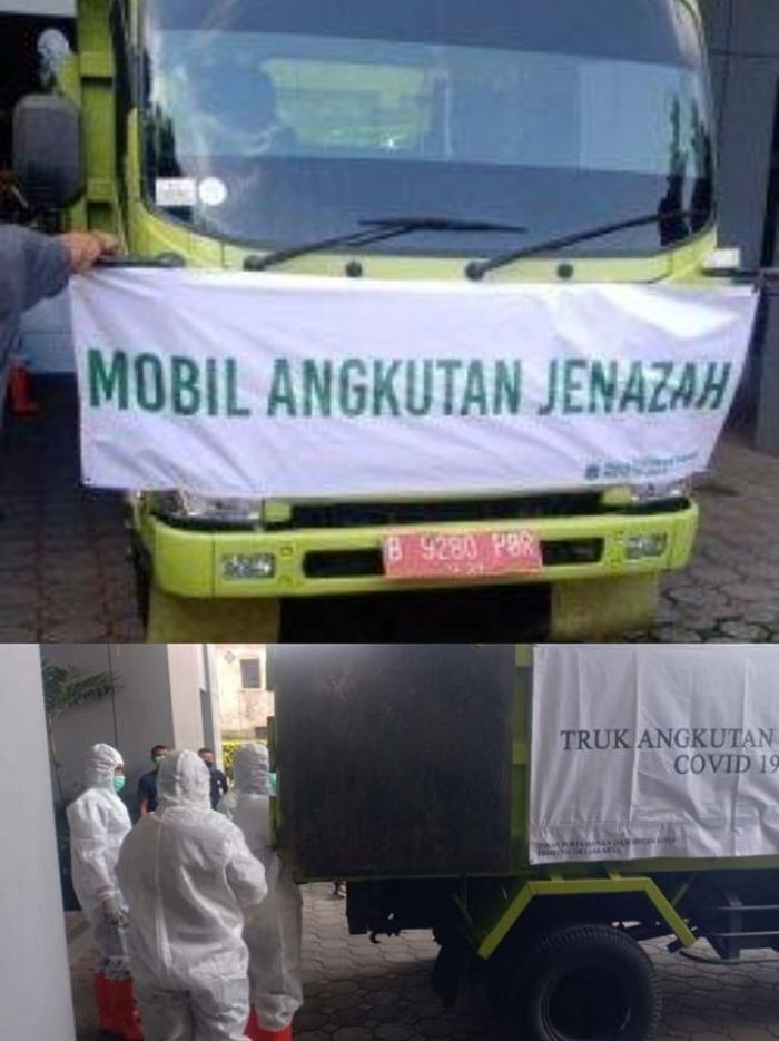  Viral truk pelat merah angkut peti jenazah pasien Covid-19 di DKI Jakarta.