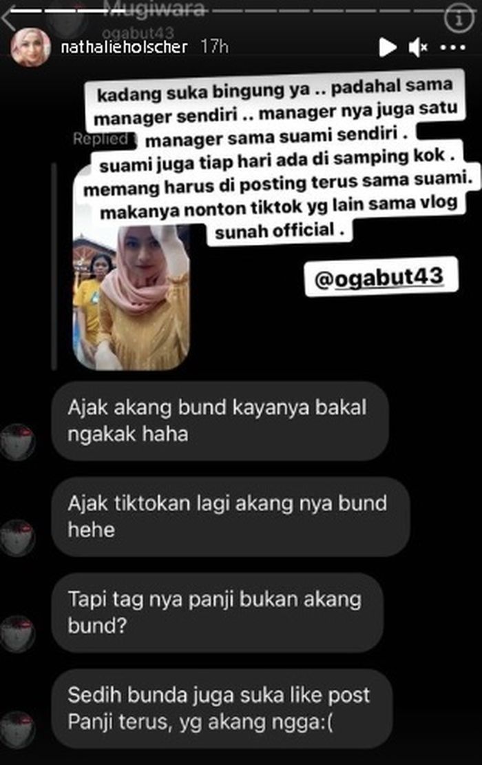Unggahan Nathalie Holscher tentang netizen yang julid