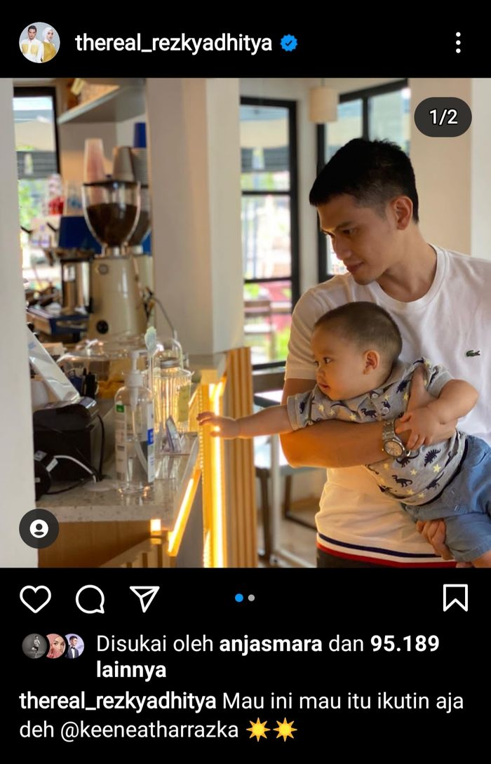 Rezky Aditya pamer momen kedekatan dengan sang buah hati.