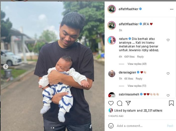 Alfath Fathier menemui anaknya dengan Ratu Rizky Nabila.