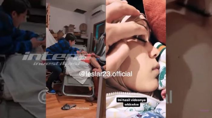 Rizky Billar iseng kepada Lesti Kejora yang sedang tidur.