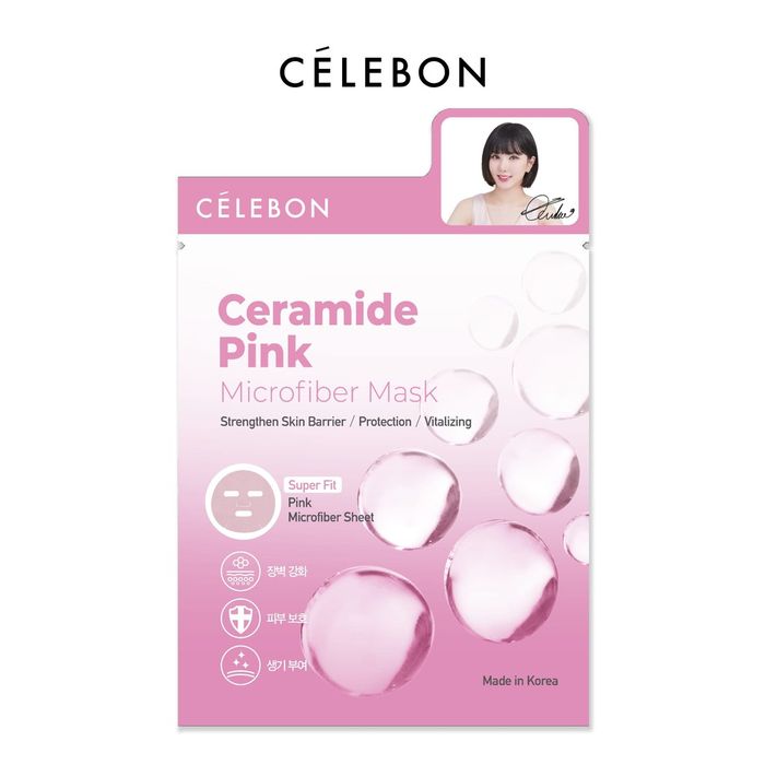 Rekomendasi sheet mask ceramide: Celebon Ceramide Pink Microfiber Mask.