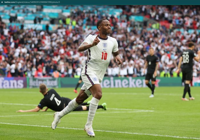 Raheem Sterling membobol gawang Jerman pada babak 16 besar Euro 2020.