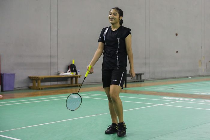 Pebulu tangkis tunggal putri Indonesia, Gregoria Mariska Tunjung, di pelatnas Cipayung, Jakarta Timur.