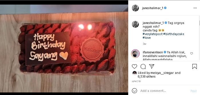 Unggahan terakhir Jane Shalimar.