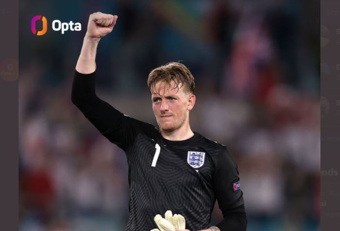 Kiper timnas Inggris, Jordan Pickford, tak kebobolan sampai perempat final Euro 2020.