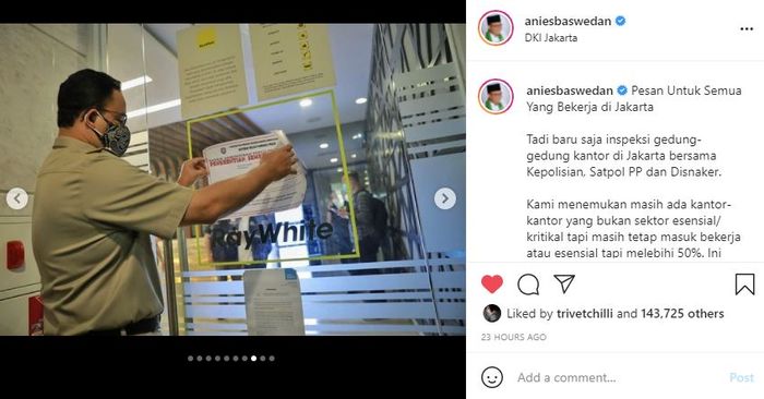 Anies Baswedan segel perusahaan yang langgar aturan PPKM Darurat.