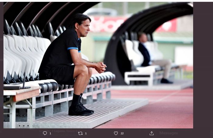 Simone Inzaghi dalam duel pramusim Inter Milan vs Lugano, 17 Juli 2021.