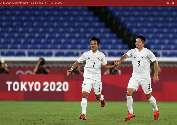 Timnas Jepang berhasil melibas timnas Prancis dalam matchday ketiga babak penyisihan Grup A Olimpiade Tokyo 2020 cabor sepak bola putra dengan skor 4-0, Rabu (28/7/2021).