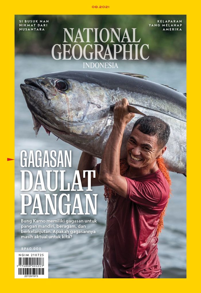 Sampul majalah National Geographic Indonesia edisi Agustus 2021, yang mengangkat isu pangan nasional visi Bung Karno: Gagasan Daulat Pangan.