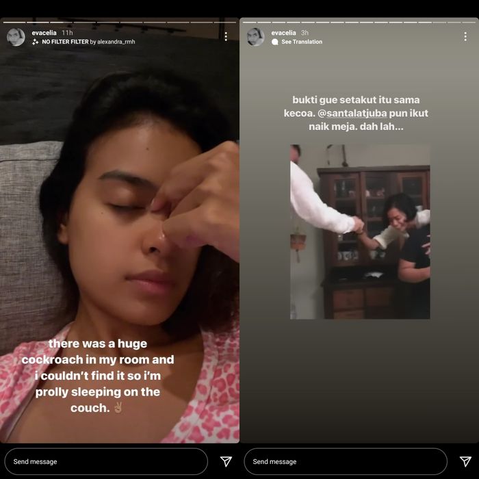 Unggahan Eva Celia yang takut pada kecoa.