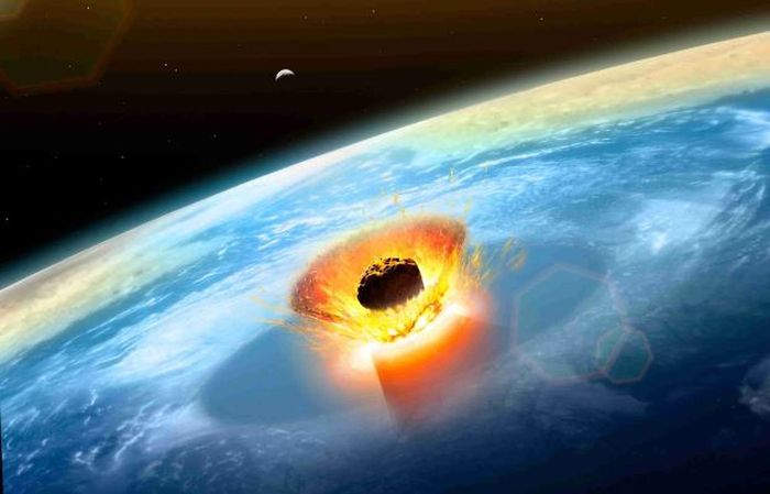 Ilustrasi saat Asteroid Chicxulub menghantam Bumi 66 juta tahun yang lalu.