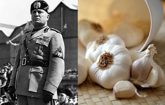 Menurut Mussolini, hidangan bawang putih baik untuk jantungnya.