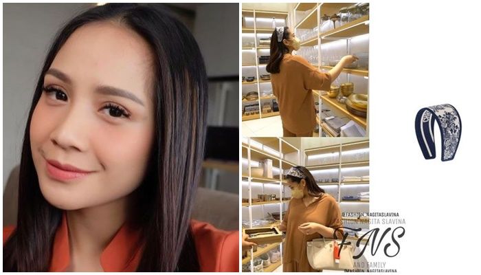 Nagita Slavina pergi ke mal pakai bando Dior 'Toile De Jouy Headband' Rp 9.800.000 bikin geger netizen. 