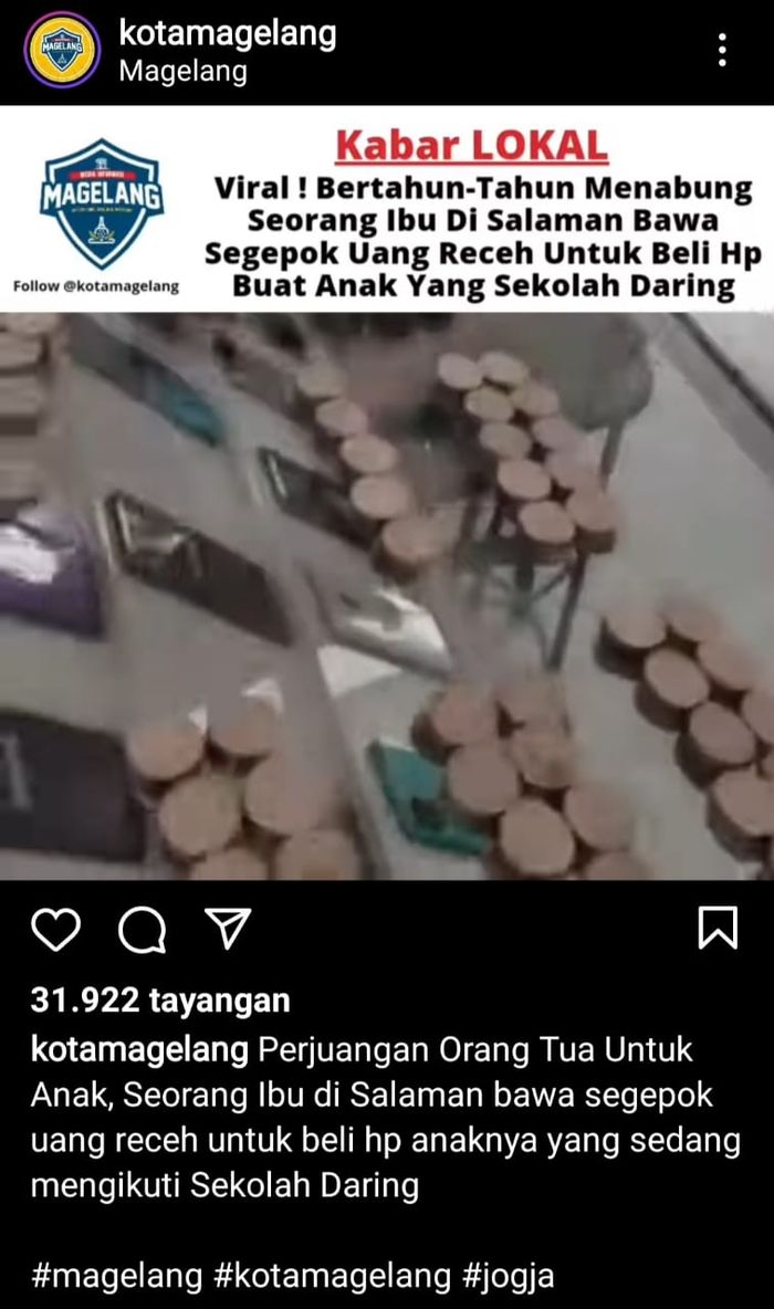Video viral ibu membeli HP dengan uang receh.