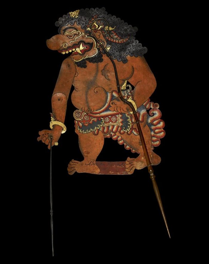 Buta Kimul, Cirebon, Jawa Barat, sekitar akhir 1700-an hingga awal 1800-an. Terbuat dari kulit, tanduk, pigmen, serat, dan prada. Koleksi dari Thomas Stamford Raffles.