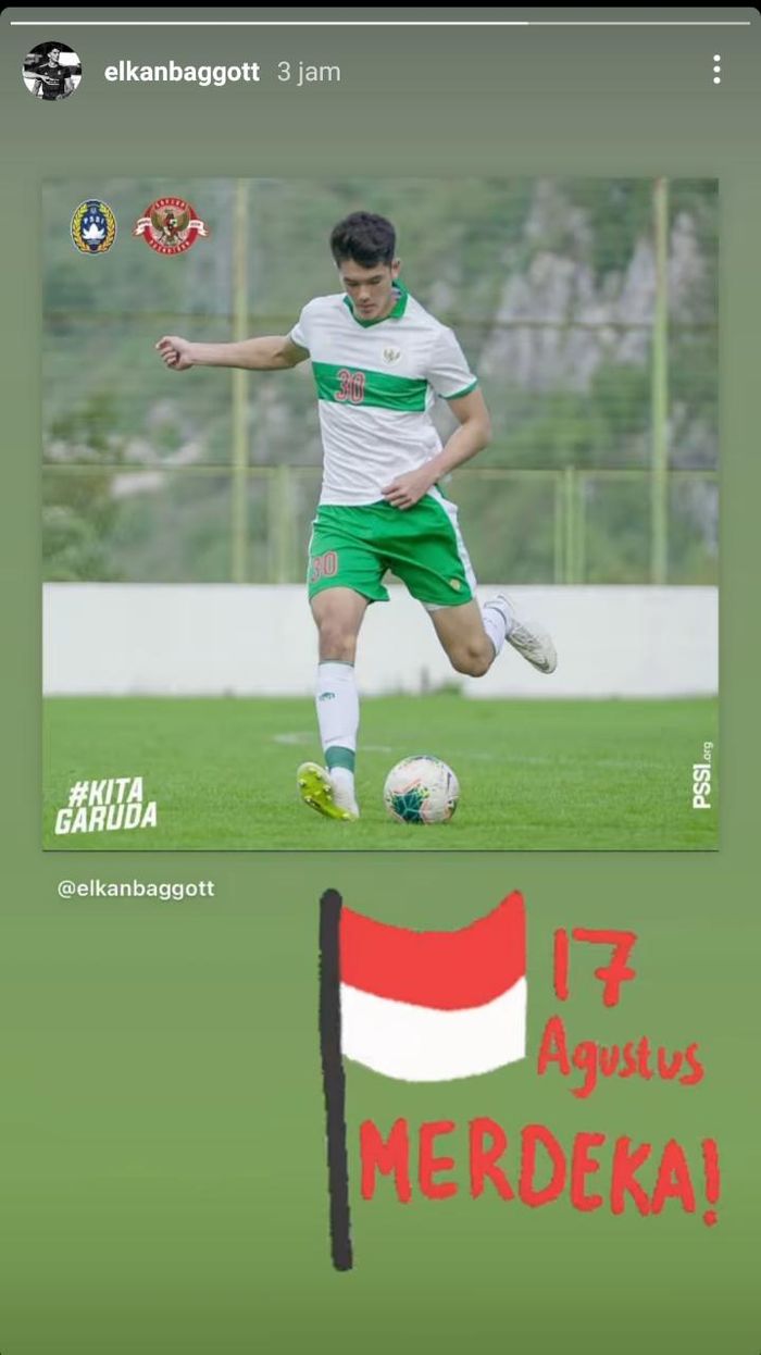 Elkan Baggott ikut merayakan Hari Kemerdekaan Indonesia ke-76 pada 17 Agustus 2021 lewat unggahan Instagram stories-nya.