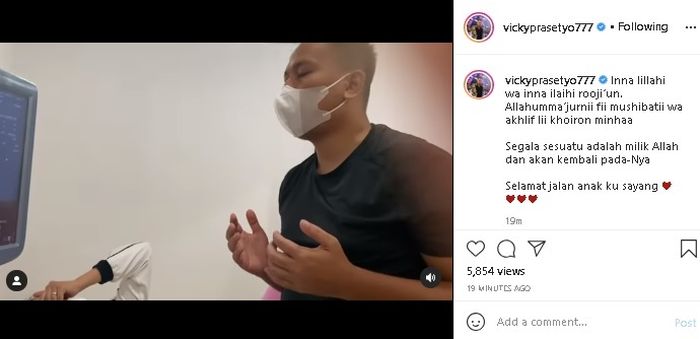 Unggahan Vicky Praseto mengenai janin di kandungan Kalina Ocktaranny. 