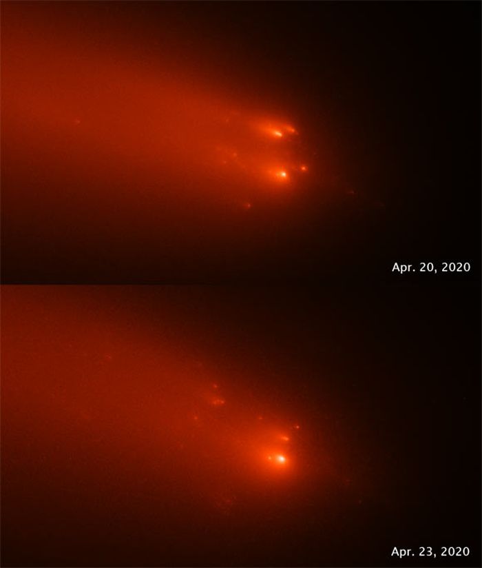 Gambar komet ATLAS yang diambil Teleskop Hubble pada pada 20 April dan 23 April 2020.