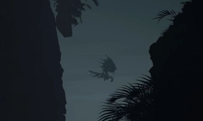Penampakan visualisasi Antaboga terbang di langit gelap dalam video klip Wonderland Indonesia karya Alffy Rev.