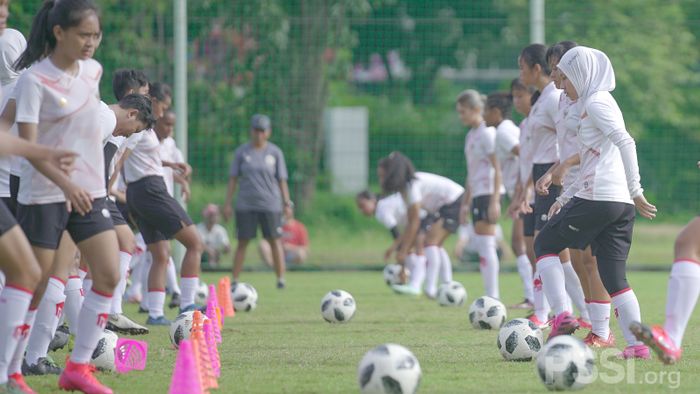 Suasana pemusatan latihan timnas Wanita Indonesia.
