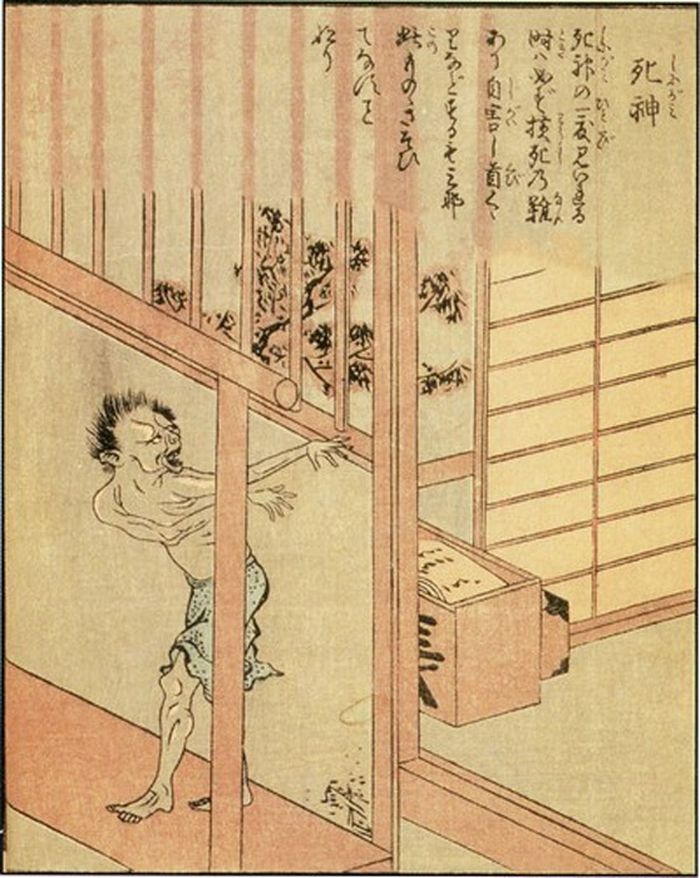 Karakter Shinigami dalam cerita Ehon Hyaku Monogatari.