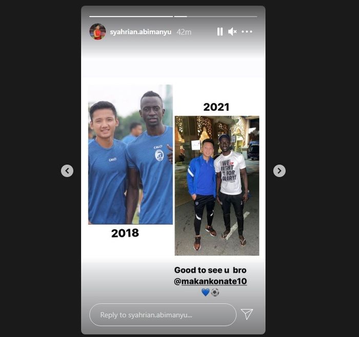 Syahrian Abimanyu saat berjumpa Makan Konate dalam laga Terengganu FC vs Johor Darul Takzim (4/9/2021).